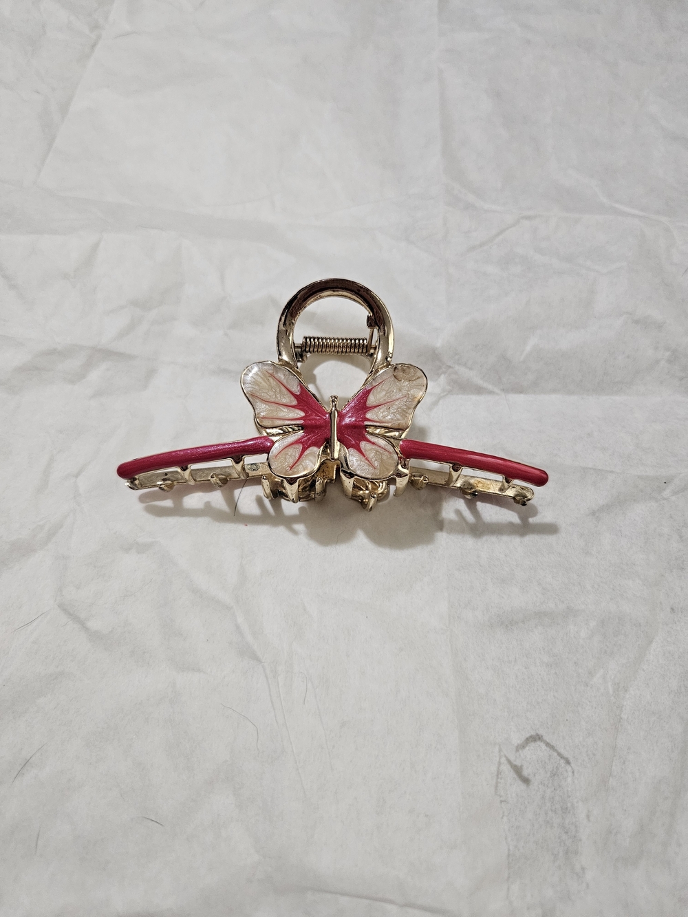 Source Unknown Pink and Gold Butterfly Hair Claw Clip